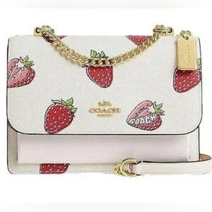 NWT Coach Klare Crossbody With Strawberry Print Gold/Chalk Multi CAL65